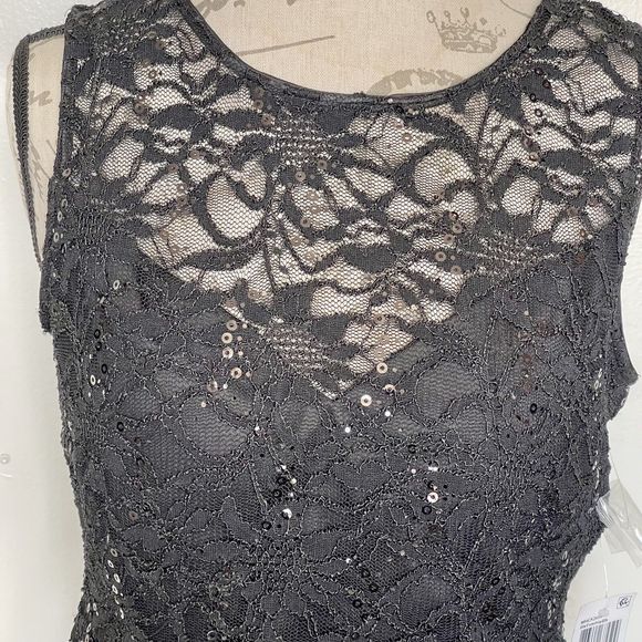 B. Darlin Womens Blouse Crop Top Size 15 Sz 16 Sequined Lace Evening Prom Party - Picture 4 of 13